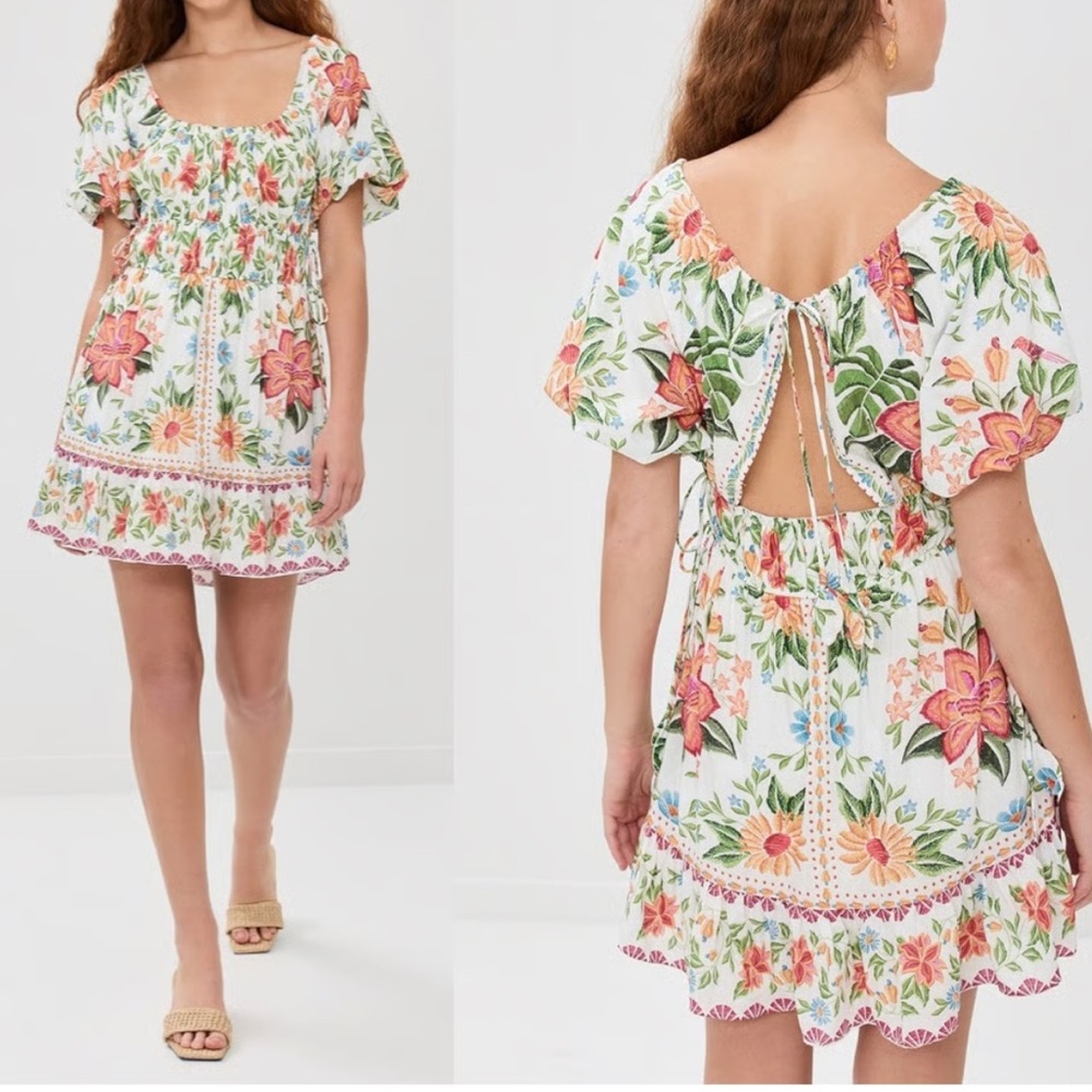 NWT Farm Rio Floral Puff Sleeve Mini Dress